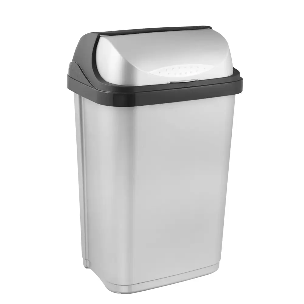 Keeeper Rasmus Waste Bin Trash Can 25L Spin Lid Recycling Sorting Modern silver