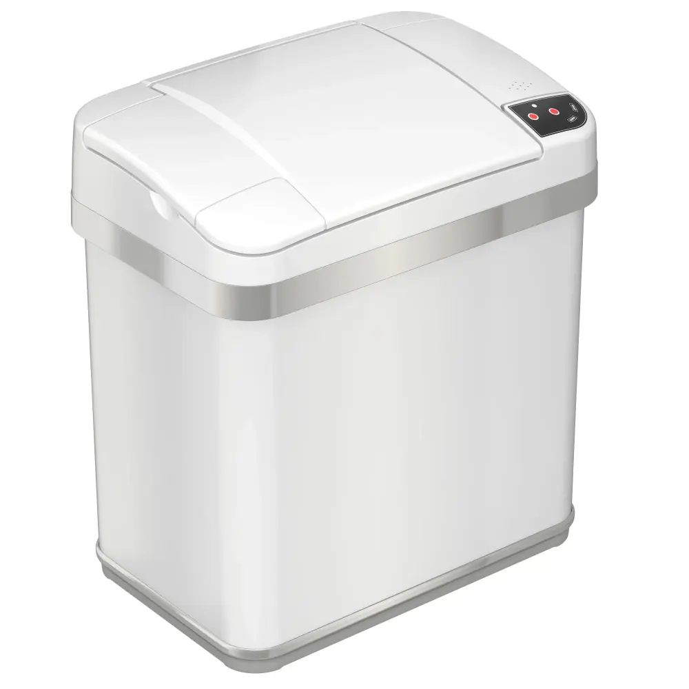 10 Liter / 2.5 Gallon Snow Stainless Steel Sensor Bathroom Trash Can AbsorbX Odor Filter