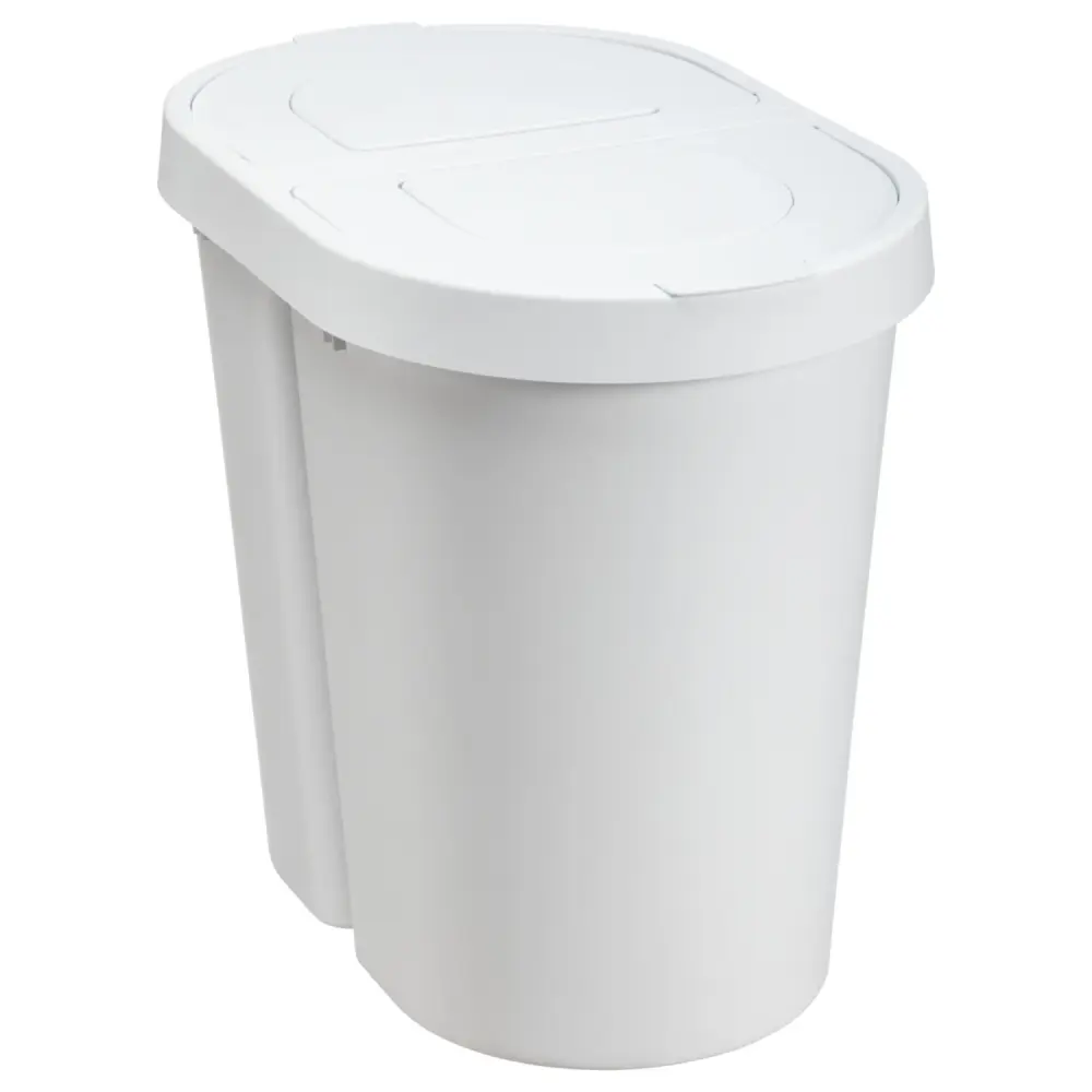 Plast Team Seattle Swing rubbish bin trash garbage can, tilt lid, dual, white, 2 x 25 l