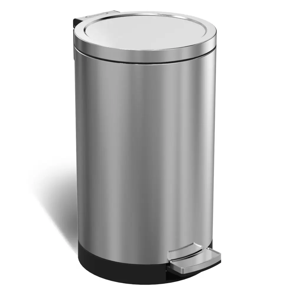 Simplykleen 30 Liter / 8 Gallon Round Step Trash Can, Quiet Lid Close Soft Step Pedal Garbage Bin Kitchen, Bathroom, Offic...