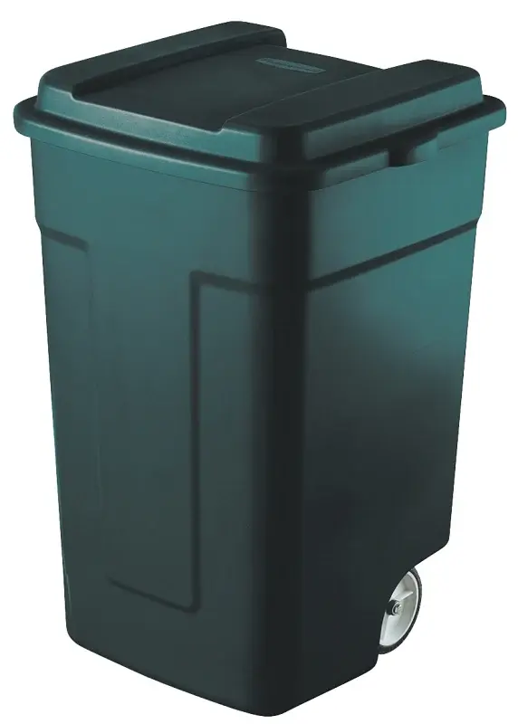 Stainless Steel Rubbermaid FG285100EGRN Trash Can, 50 gal Capacity, Plastic, Forest, Snap-Fit Lid Closure