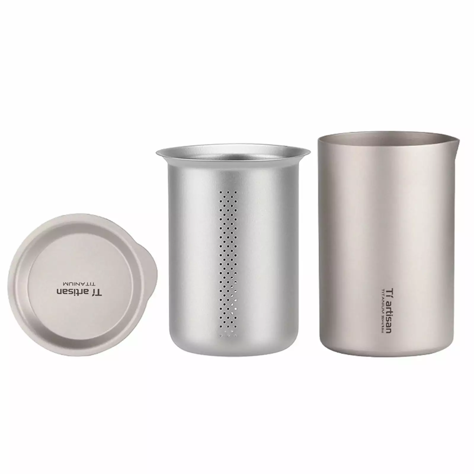 350Ml Titanium Double Layer Tea Cup Filter Cover Camping Tea Mug