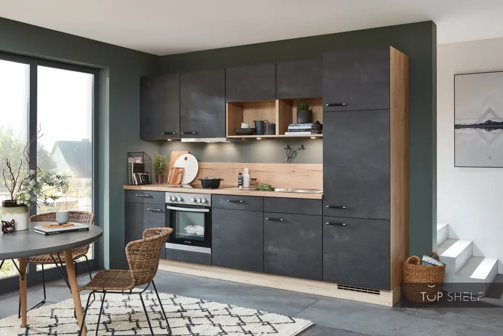 nobilia kitchen unit Speed 288 charcoal concrete 300 cm configurable --