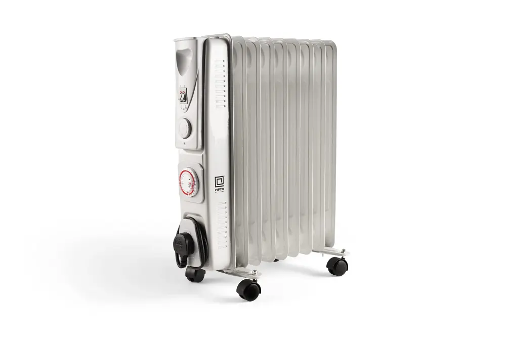 PIFCO Oil Filled Radiator 2000W Alabaster 9 Fin 3 Heat Settings 800W, 1200W, 2000W 24hr timer Oil Heater Home, Office, Hot...