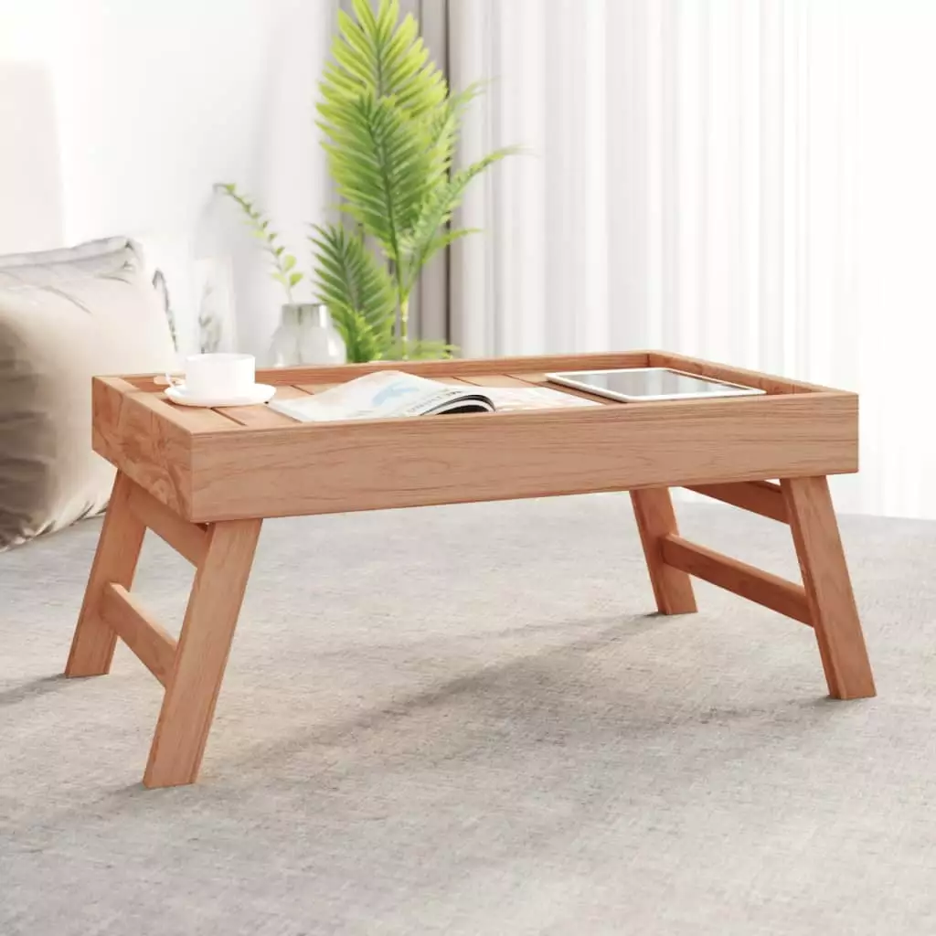 Solid Teak Wood Folding Tray Table 21.7x13.8x9.8 inches Portable Sturdy Multipurpose