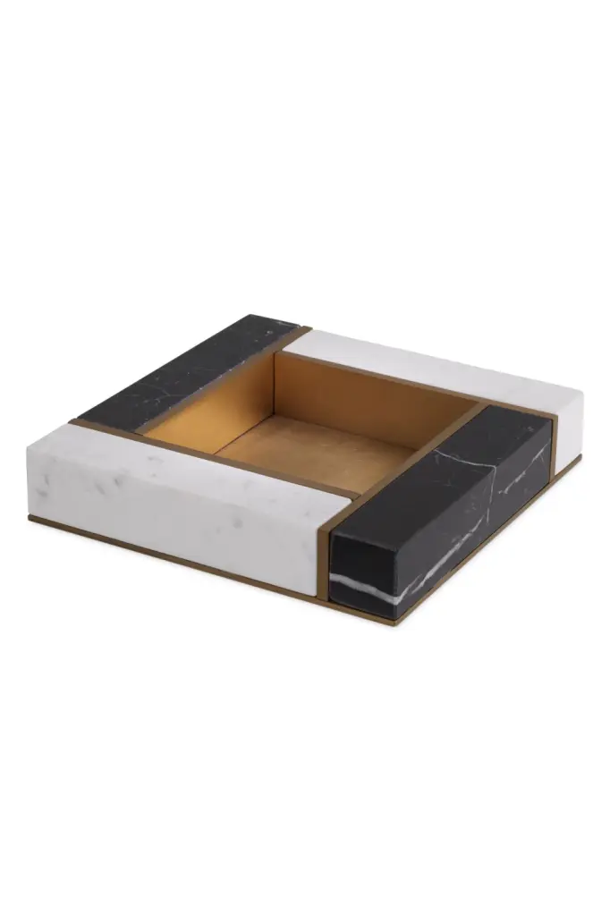 Eichholtz Farrell Small Black and White Marble Tray Stylish Organization