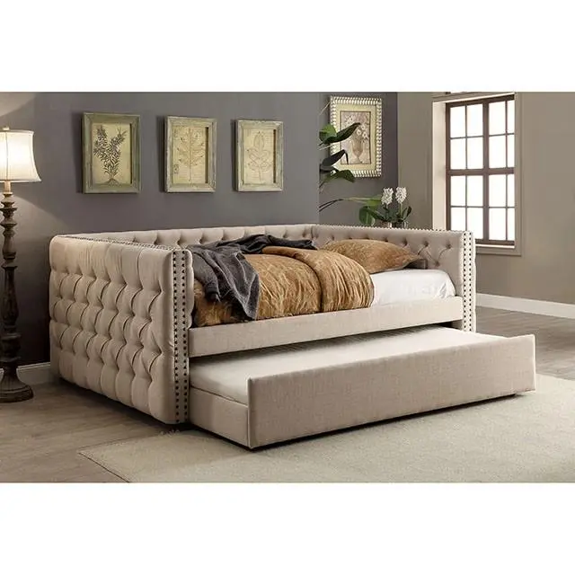 SUZANNE Ivory Trundle Bed Extra Sleeping Space