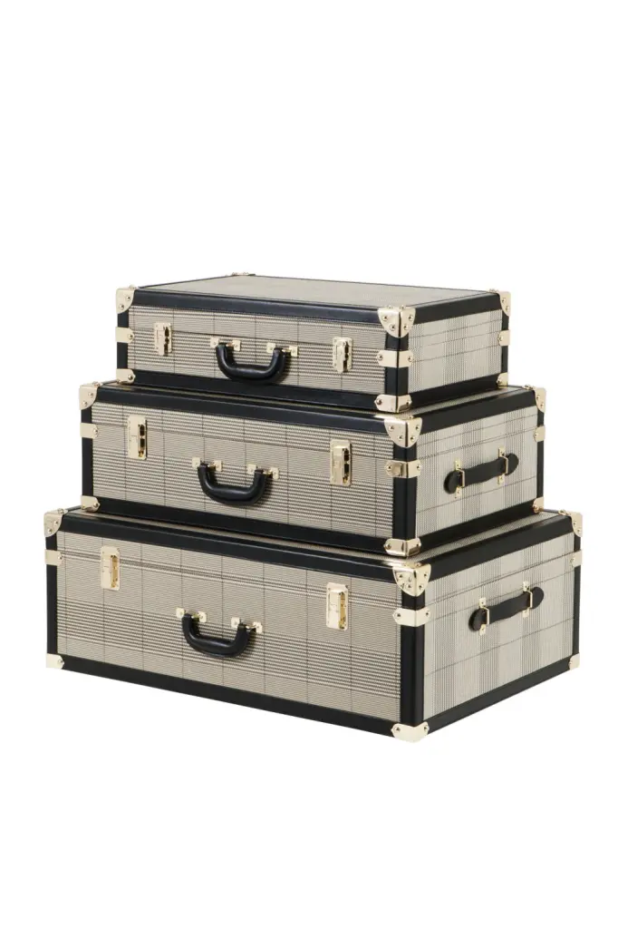 Brown Trunk Set 3 Eichholtz Bittersweet Vintage Storage Decor