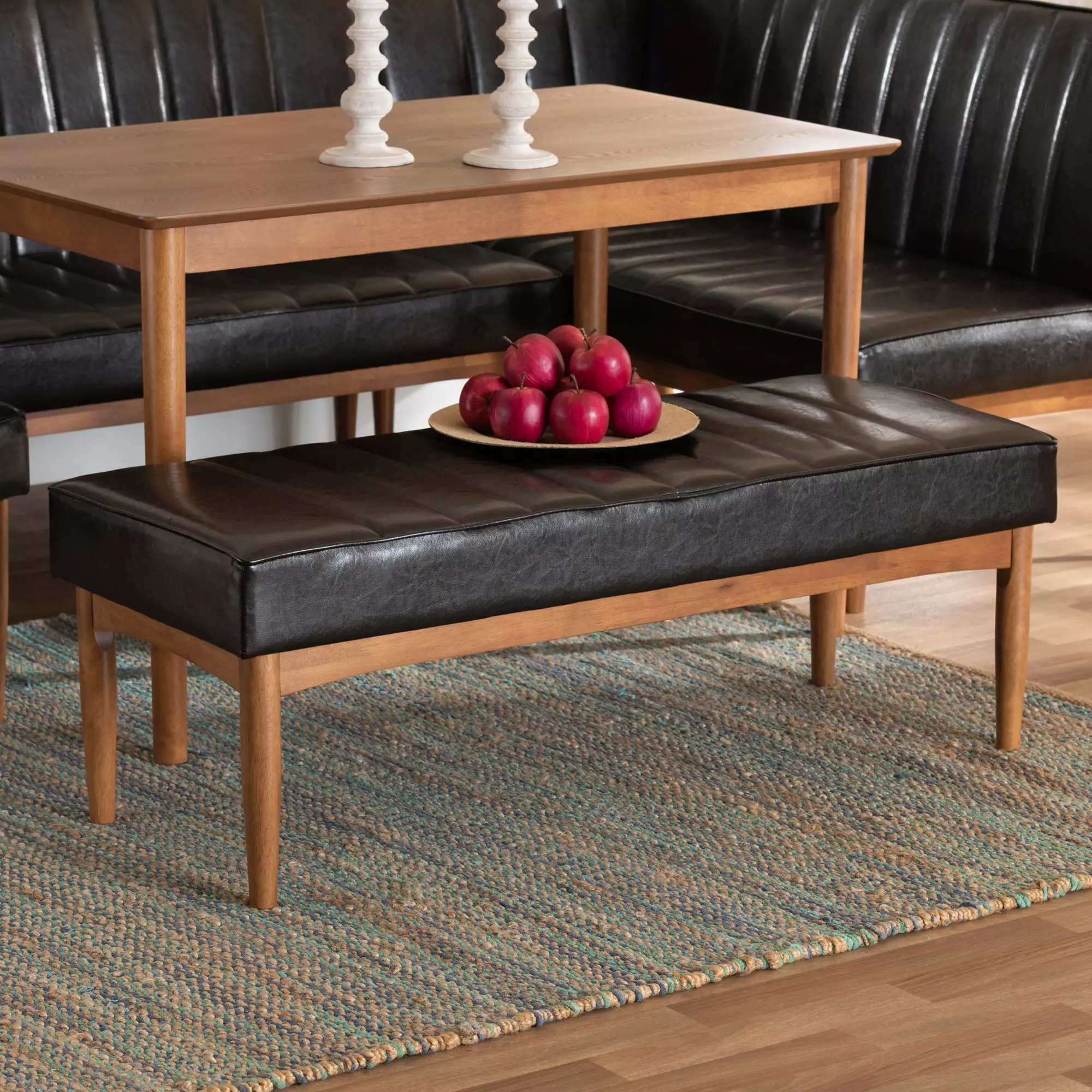 Baxton Studio Daymond Upholstered and Tufted Bench Dark Brown Fabric Benches