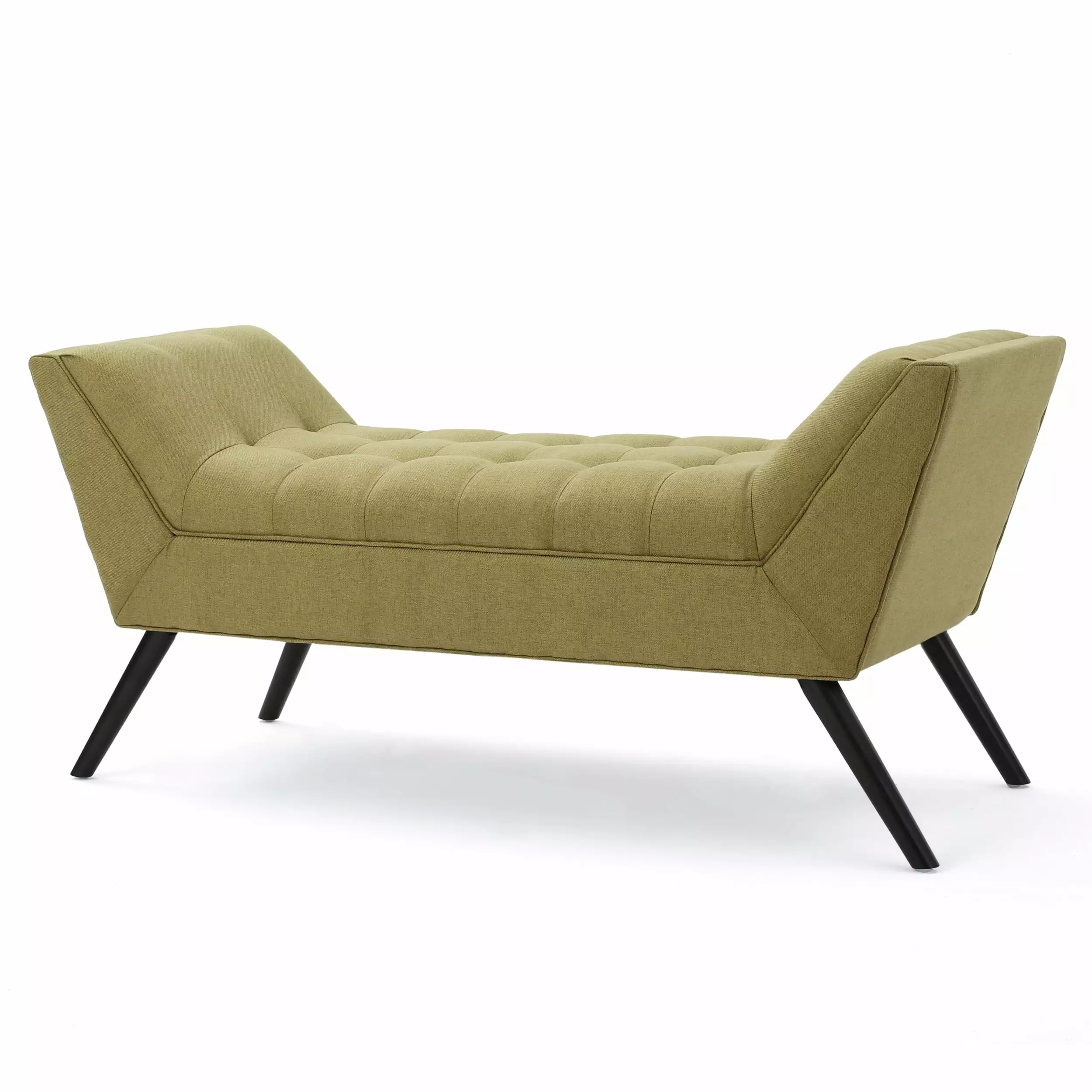 GDF Studio Madrid Indoor Traditional Green Fabric Tufted Bench Living Room Benches GDFSTUDIO