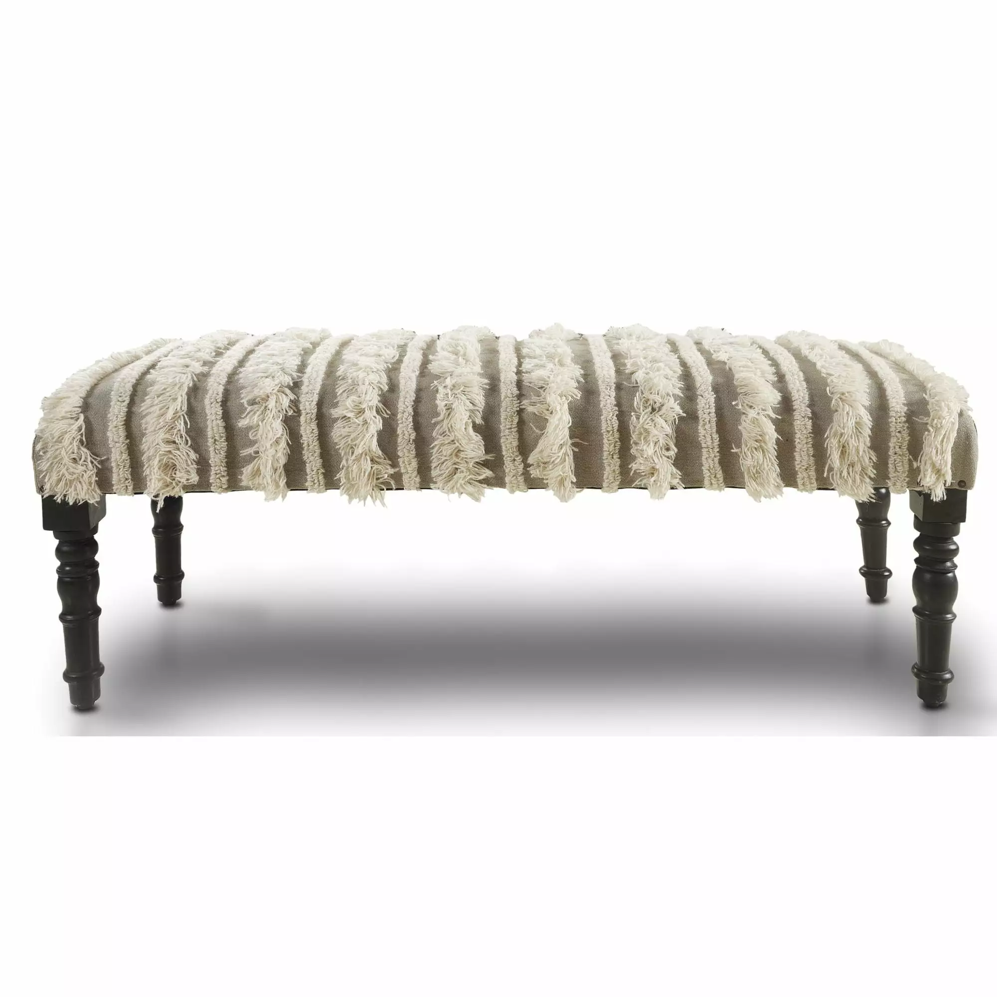 Laddha Home Designs 47 Cream Over Tufted Rectangular Bench Living Room or Bedroom Benches