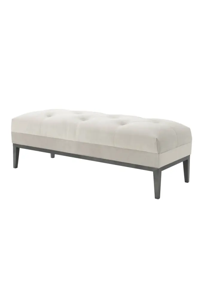 Pebble Gray Tufted Bench Eichholtz Cesare Comfortable Seating