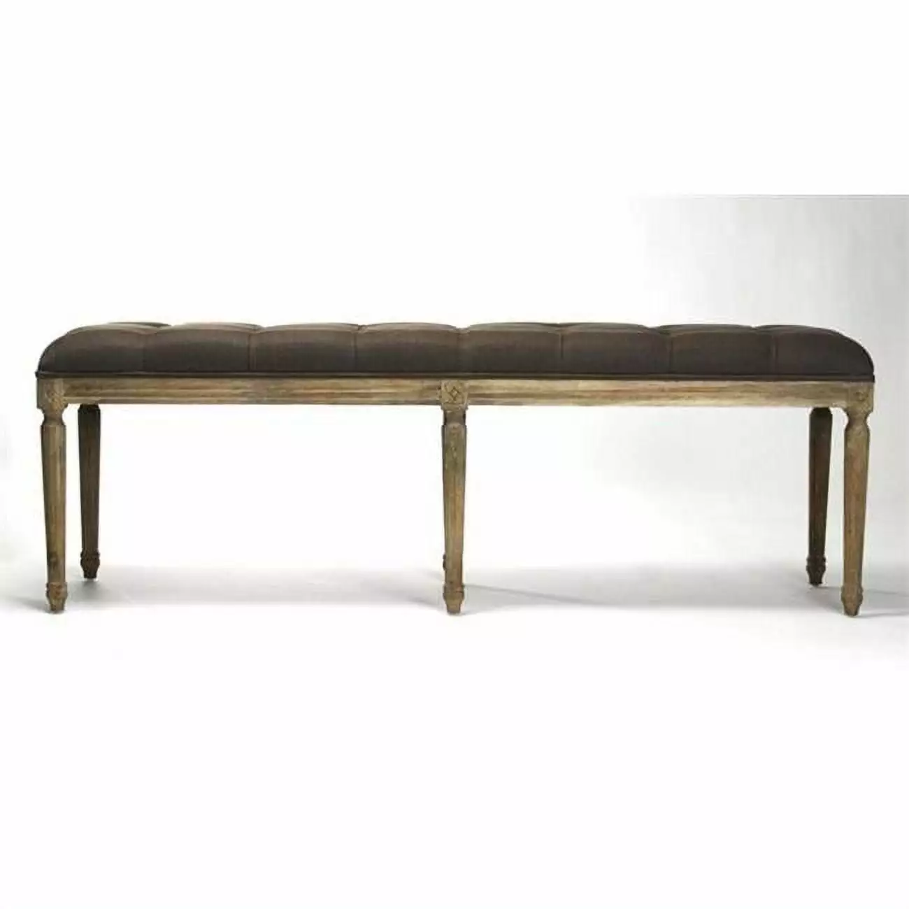 Zentique Louie Tufted Bench Aubergine Linen 54 x 19 x 16 Elegant Seating Benches