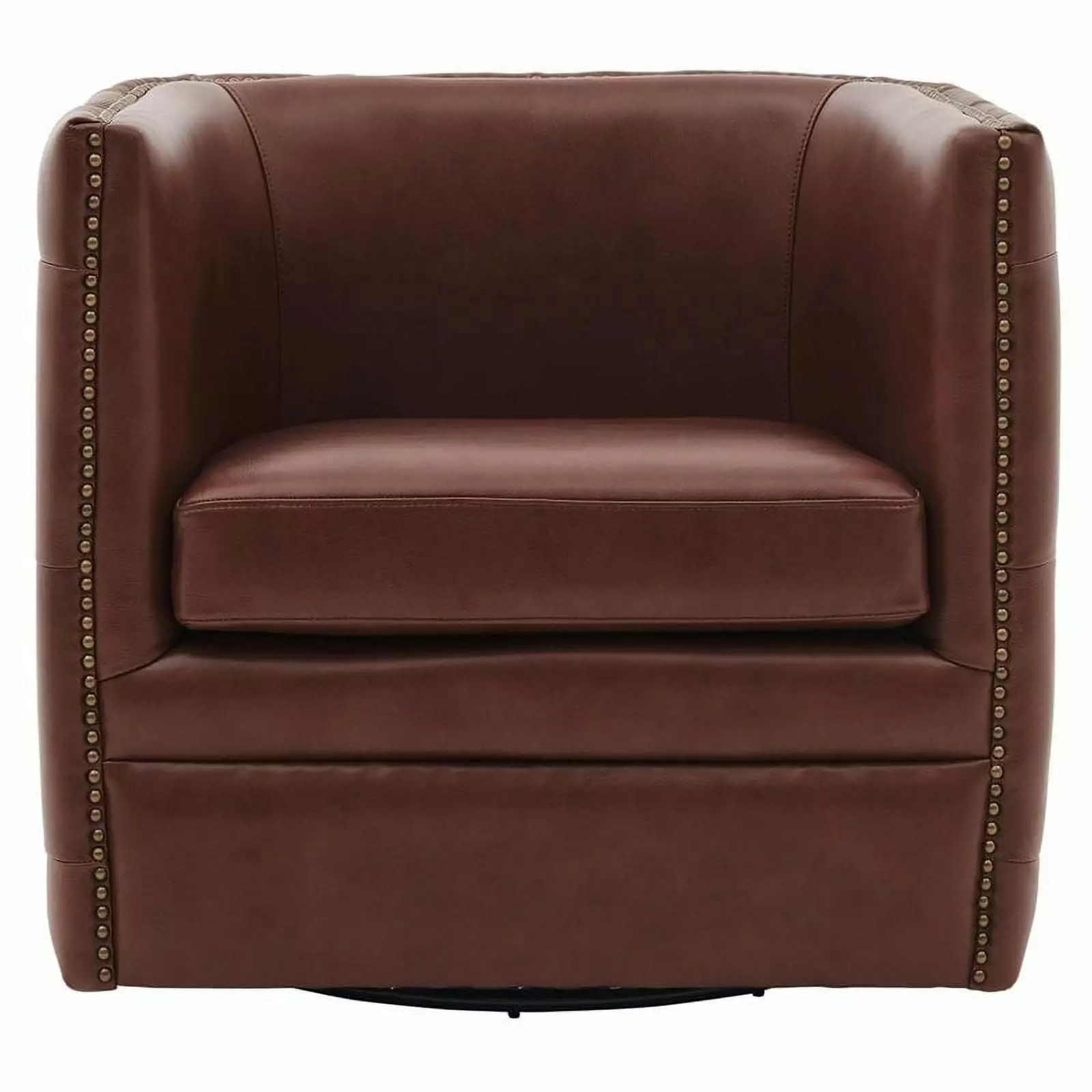 Pemberly Row 18 Top Grain Leather Swivel Tufted Chair Brown
