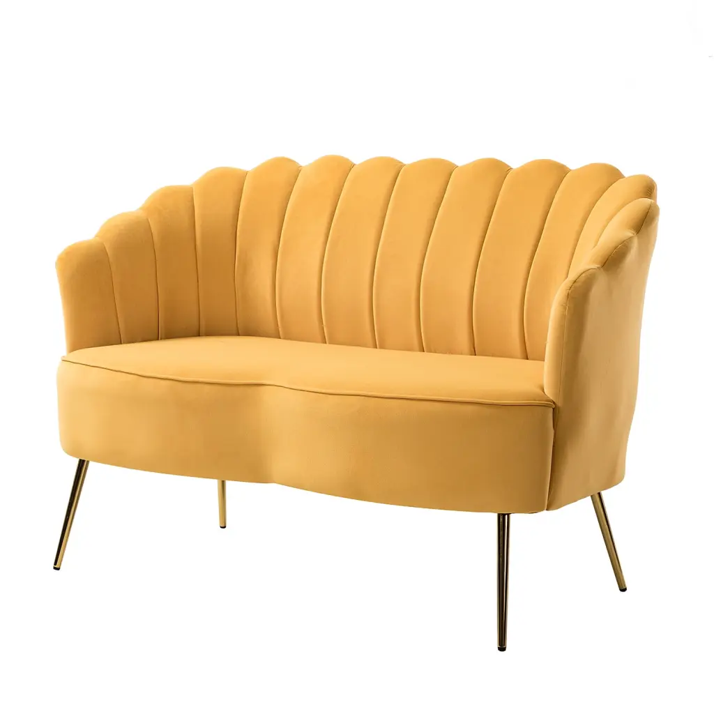 50.2 Tufted Loveseat Flower-Shaped Design Mustard Living Room Bedroom Balcony Ghislaine