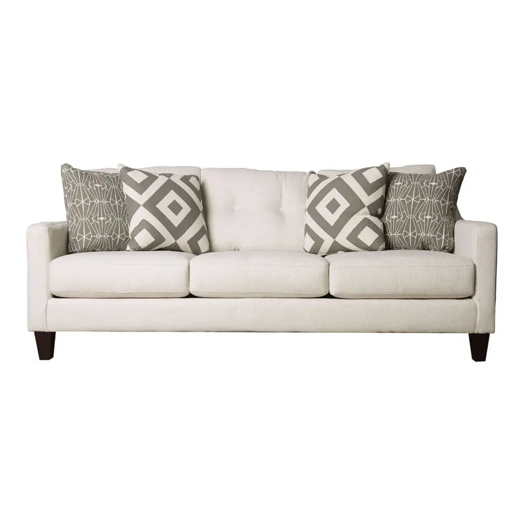 Furniture America Gauthier Contemporary Ivory Fabric Tufted Sofa Living Room
