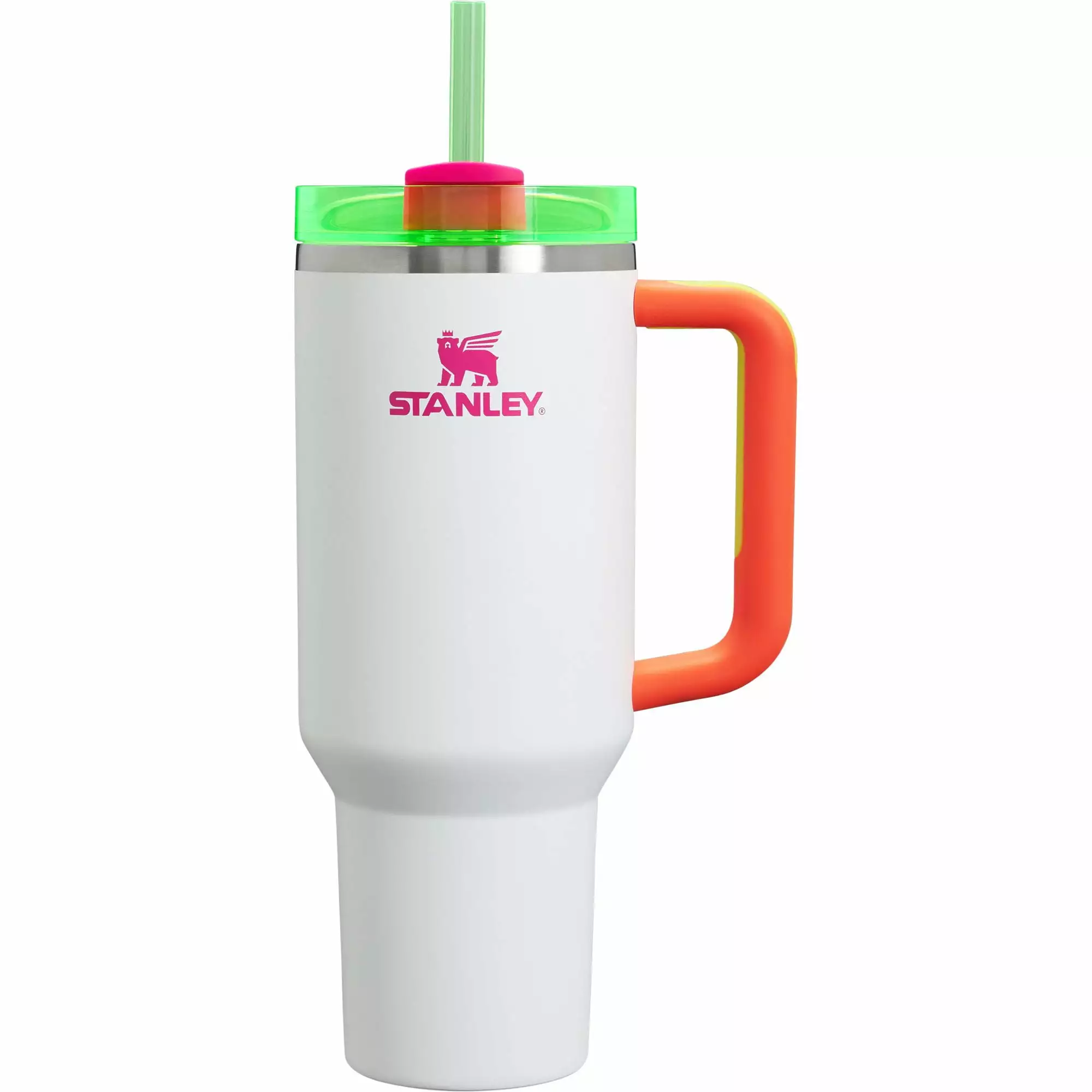 Stanley 40oz Quencher H2.0 FlowState Tumbler Spring Fling Collection Neon White