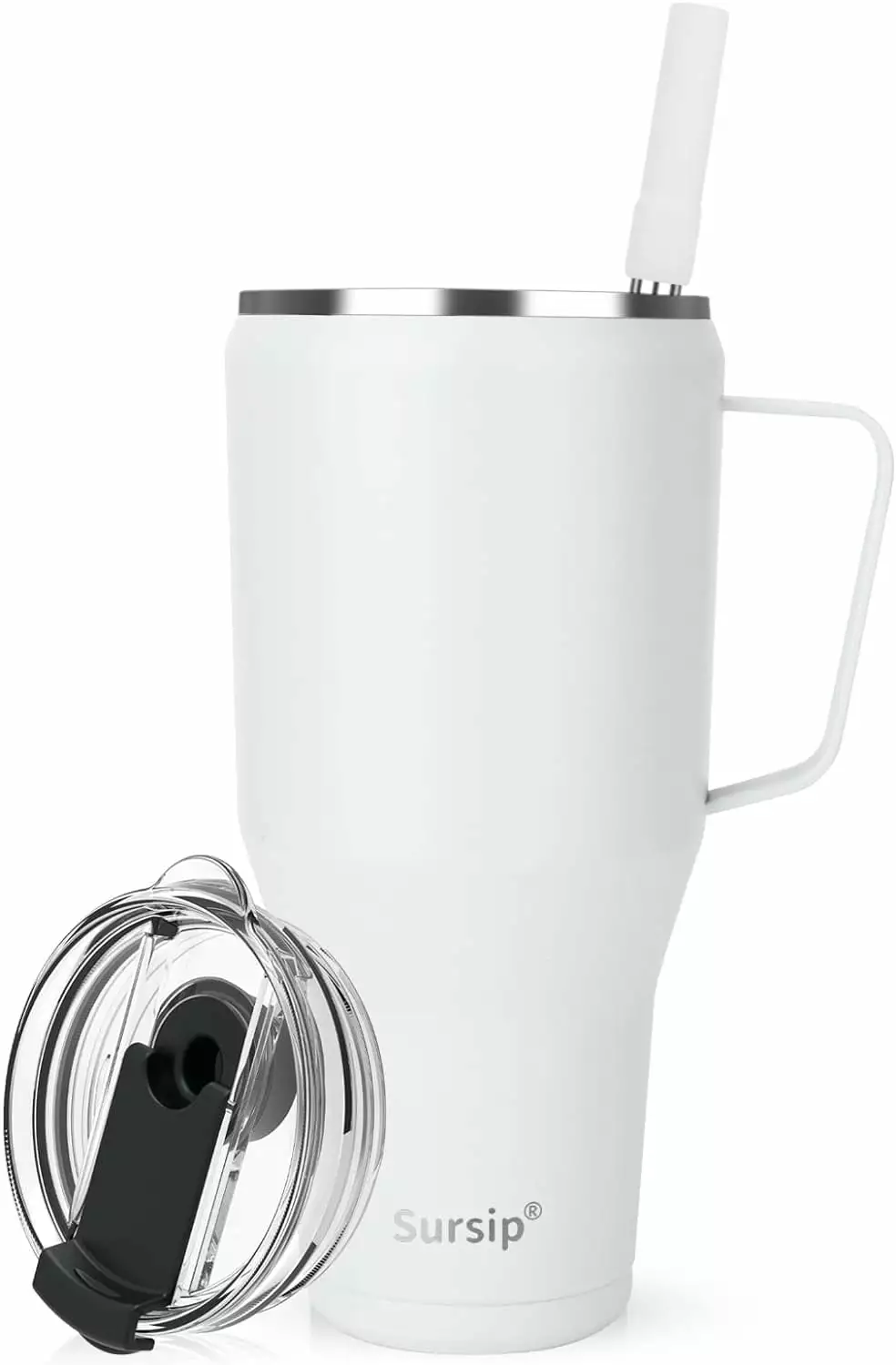 40 oz Insulated Stainless Steel Tumbler Screw Lid Straw Handle Keeps Drinks Cold 24 Hours Sweatproof