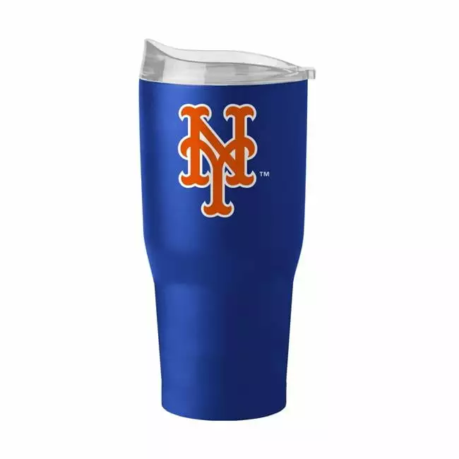 Logo Brands 30 oz York Mets Flipside Powder Coat Tumbler - Stainless Steel Insulated Cup Lid