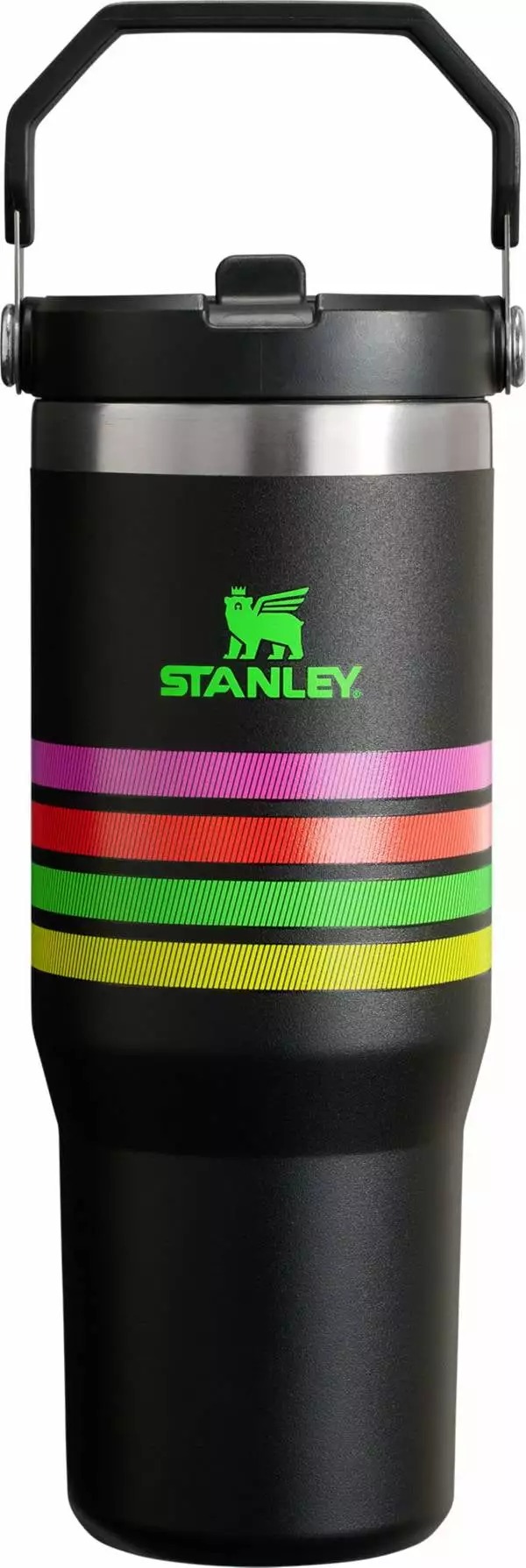 Stanley 30 Oz IceFlow Tumbler Flip Straw Spring Fling Collection Neon Multi Mesh Stripe
