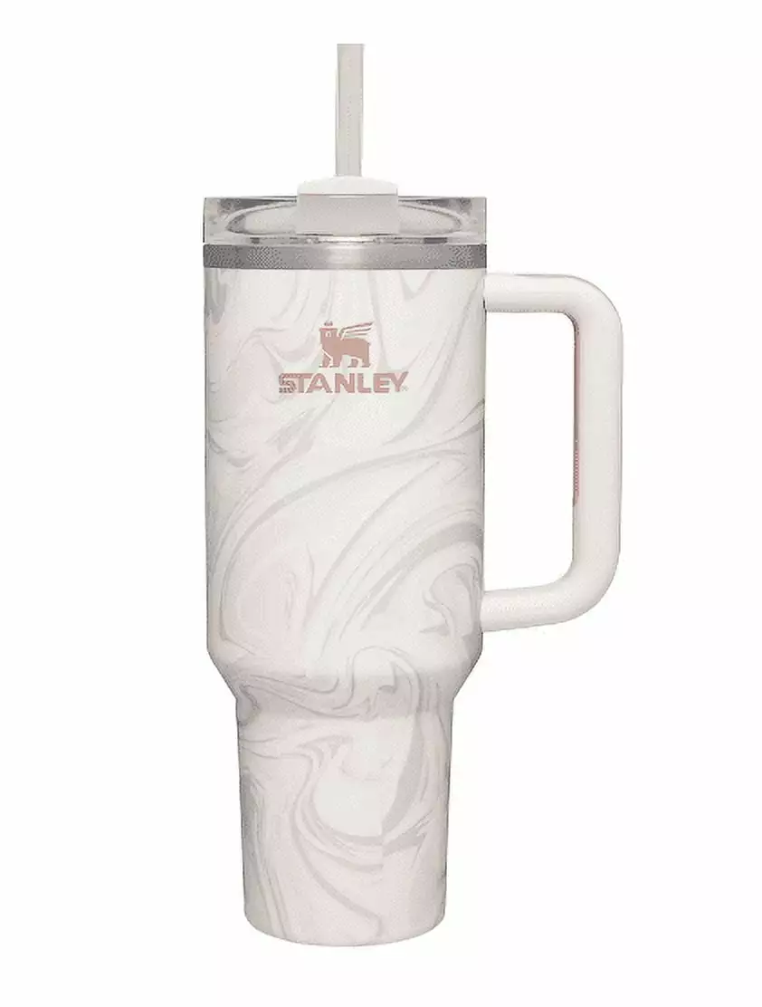 Stanley 40 oz Quencher H2.0 FlowState Tumbler Rose Quartz Swirl