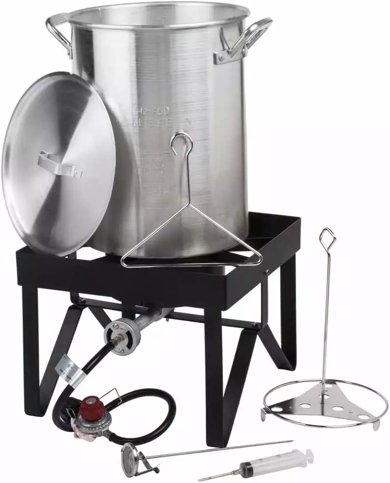30 Qt Turkey Fryer Kit 55000 BTU High Power Outdoor Cooking Equipment HEVAVW