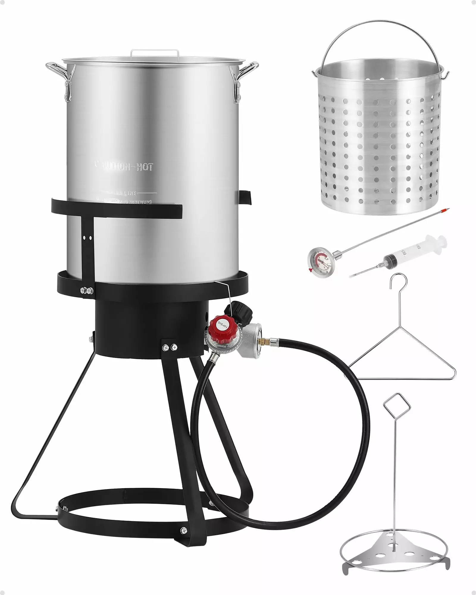 KATIDAP 30QT Turkey Fryer Propane Burner 54,000 BTU and Seafood Boil Pot Outdoor Cooking