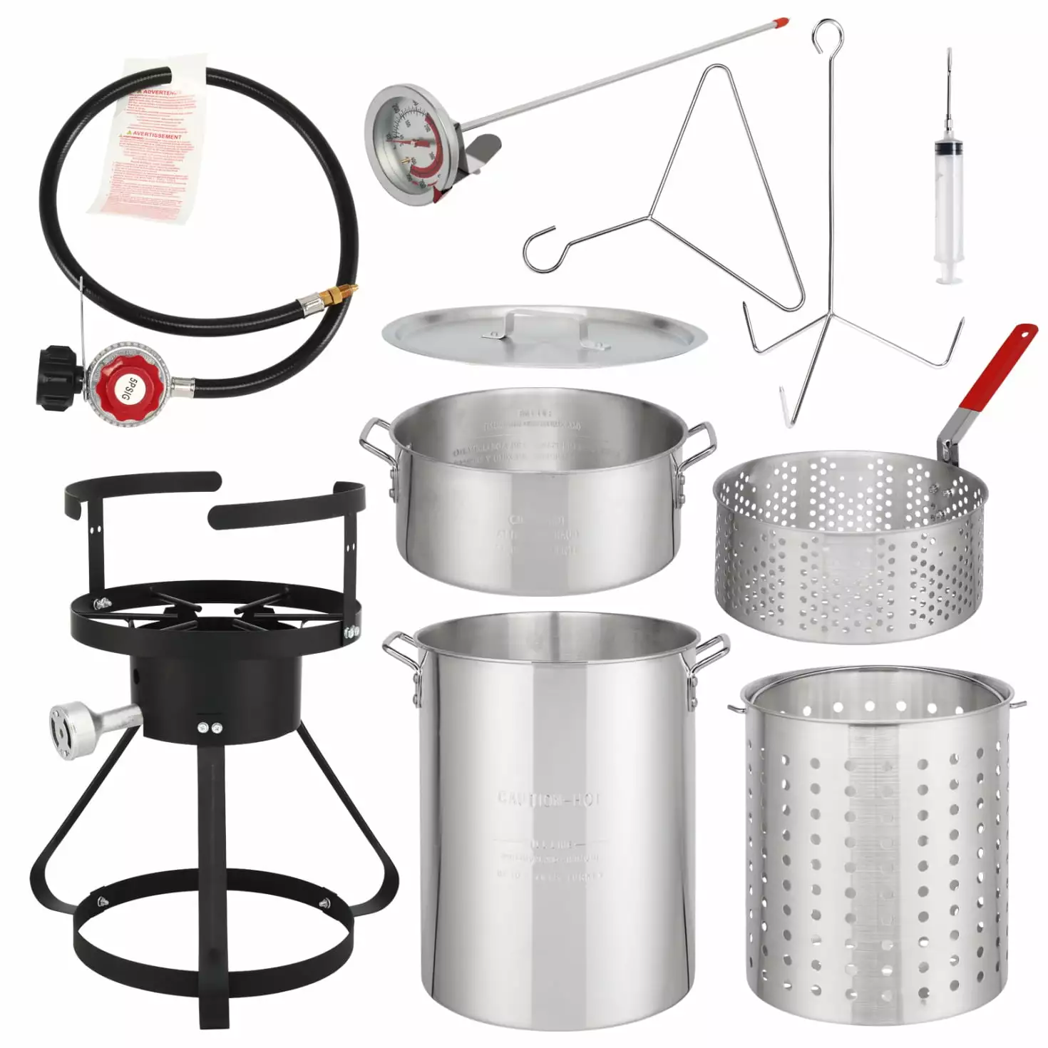 Turkey Fryer Set Seafood Boiler Kit 30 & 10 Quart Aluminum Stock Pot Outdoor Fryer 54000 BTU Triple Tree