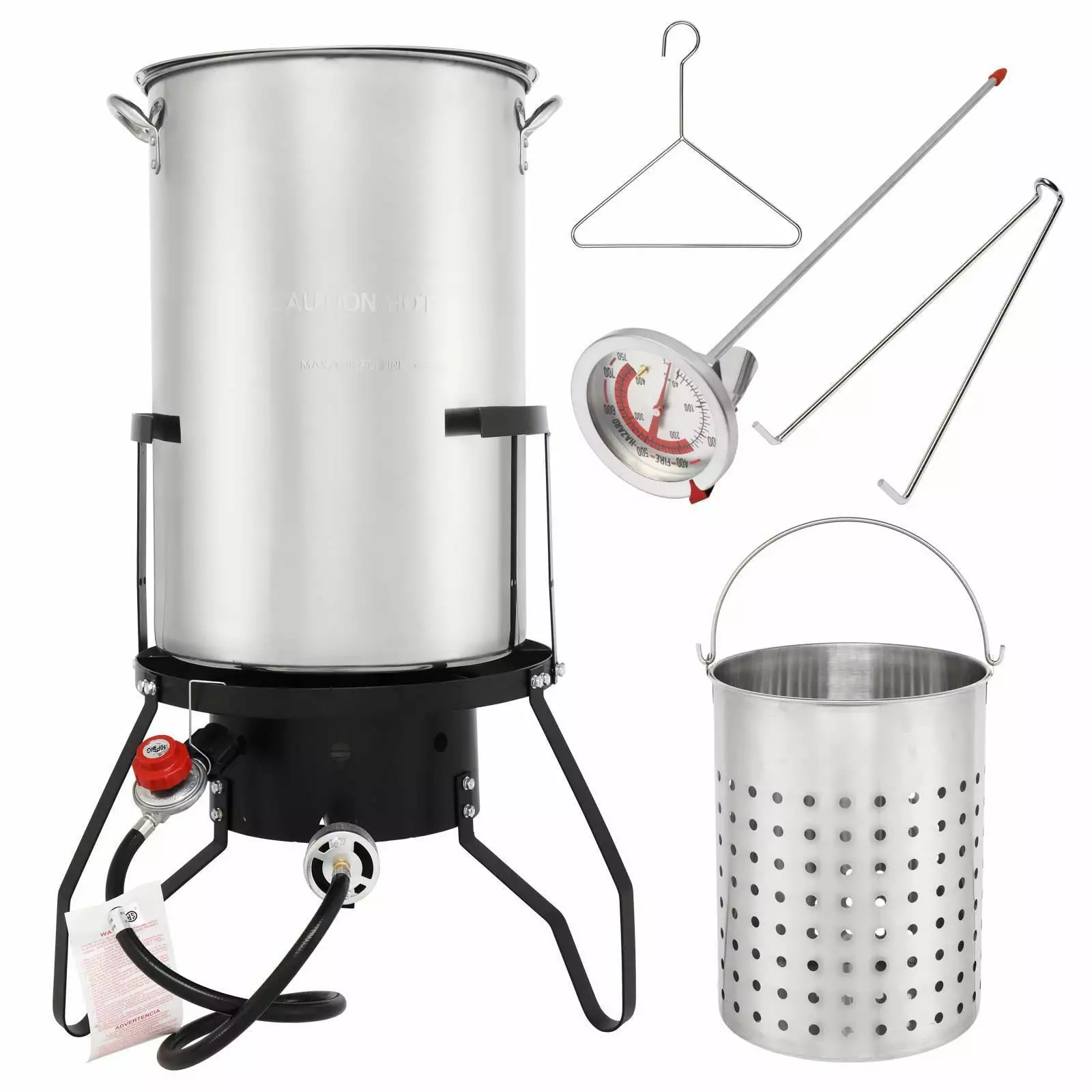 Stainless Steel Deluxe Turkey Fryer Pot Kit 54,000 BTU Burner Seafood and Outdoor Cooking XGBY Home Products