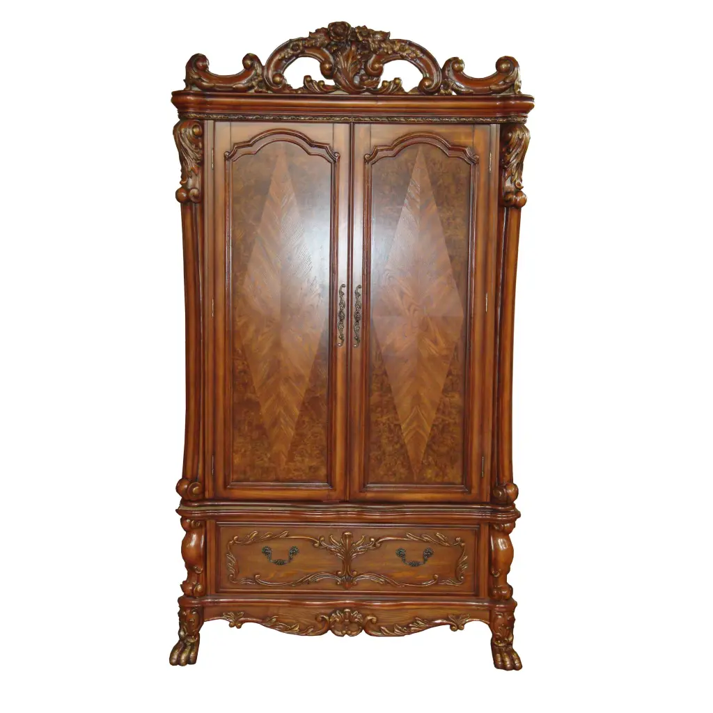 Dresden Cherry Oak TV Armoire - Traditional Cabinet Doors and Shelves