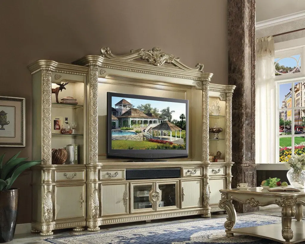 Acme Vendome Gold Patina TV Console 91313 - Luxurious Entertainment Center
