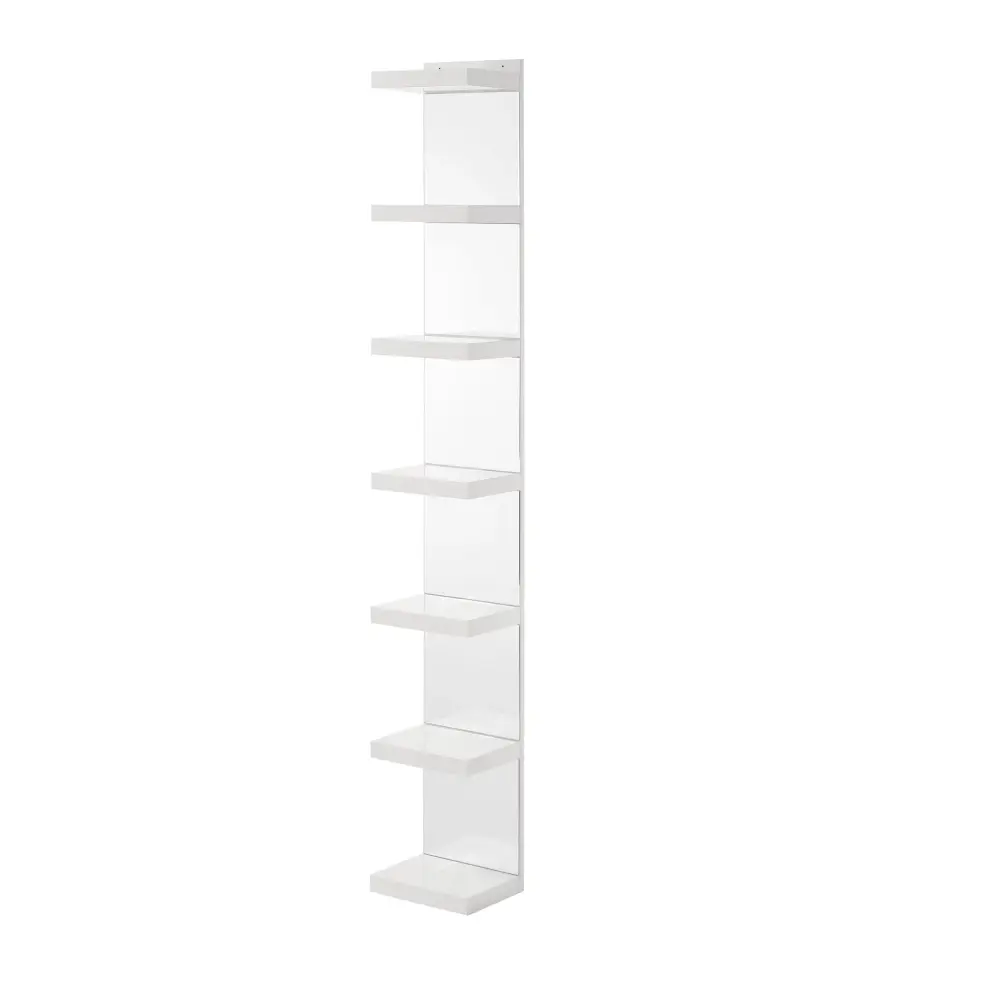Glam Open Shelving Rack Mirrored Back Living Room - Cream / Chalk