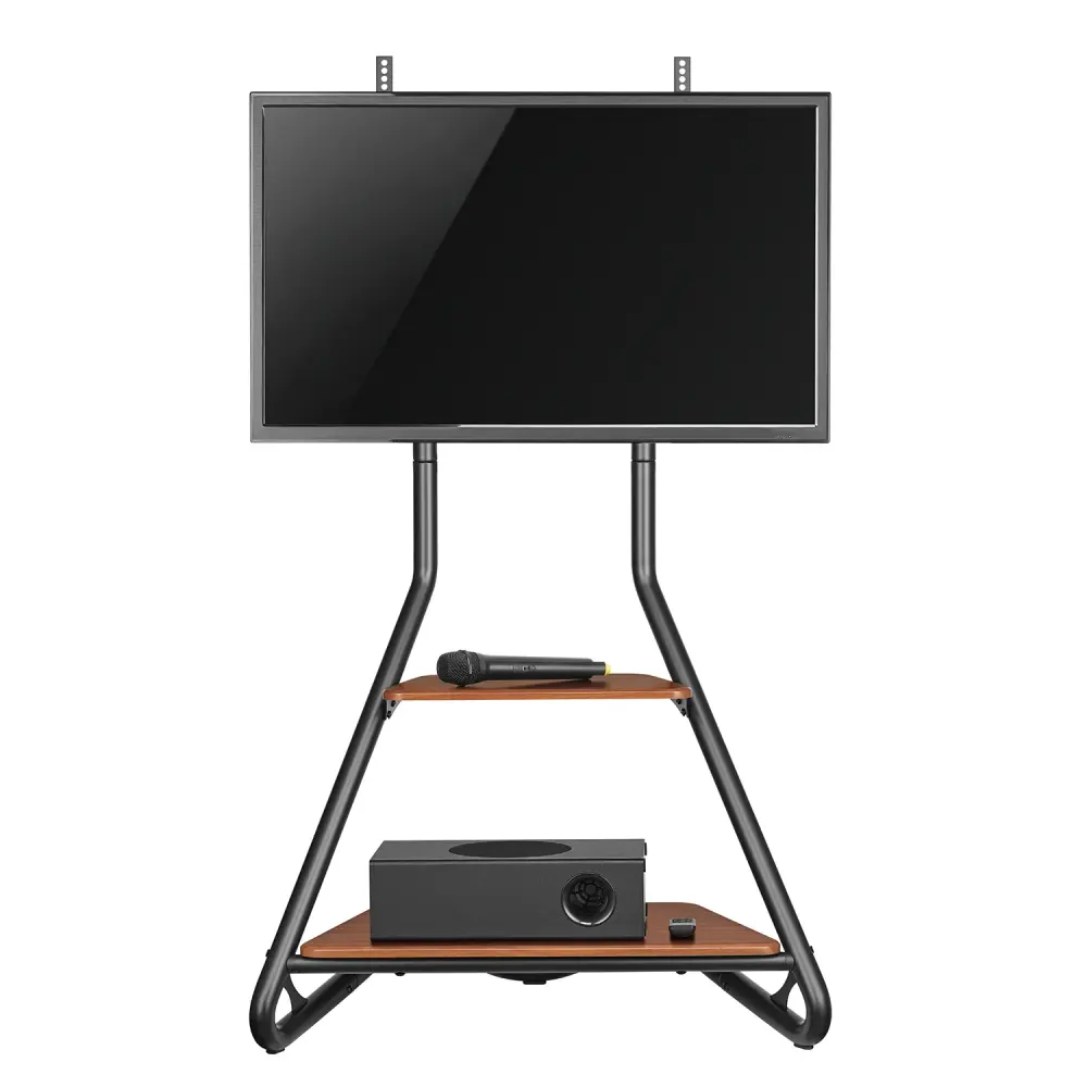 Maclean MC-455 Freestanding Corner TV Stand Bauhaus Style, Free-standing TV Holder Two Levels, Produced Wood, Load Capacit...