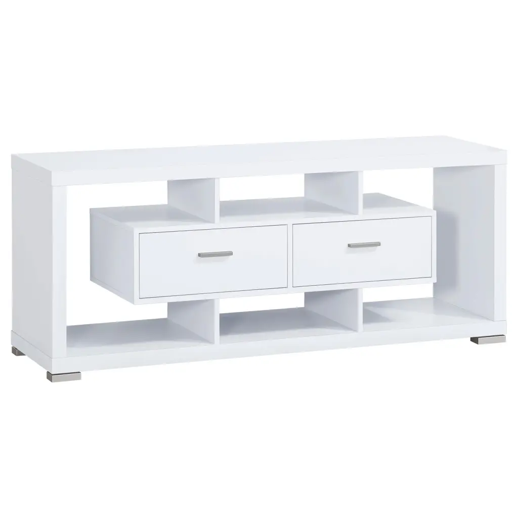 Darien 2-Drawer Rectangular TV Console White Media Stand