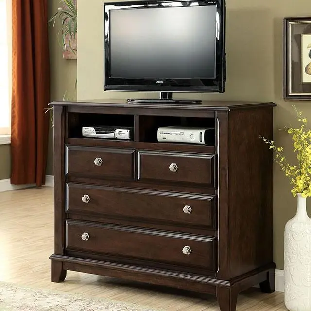 Litchville Brown Cherry Media Chest Stylish Entertainment Storage