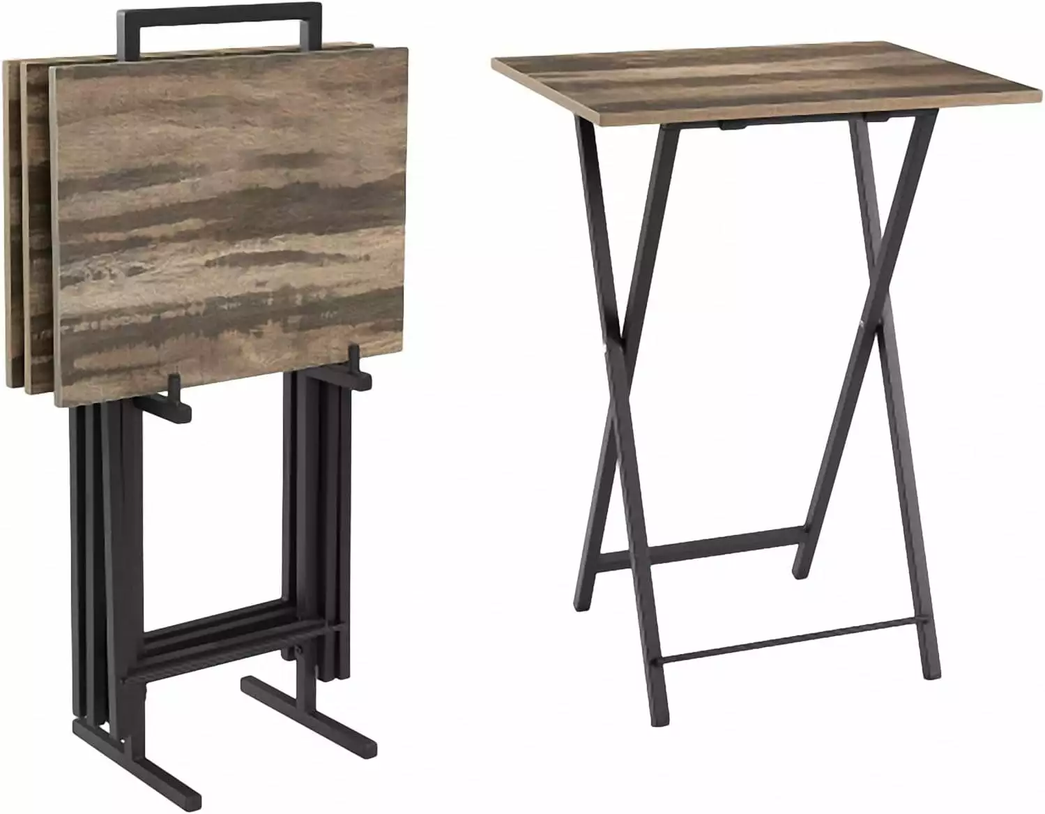 Set 4 Folding TV Tray Tables Portable Snack Tables Eating at Couch Space Saving Sofa Side Tables