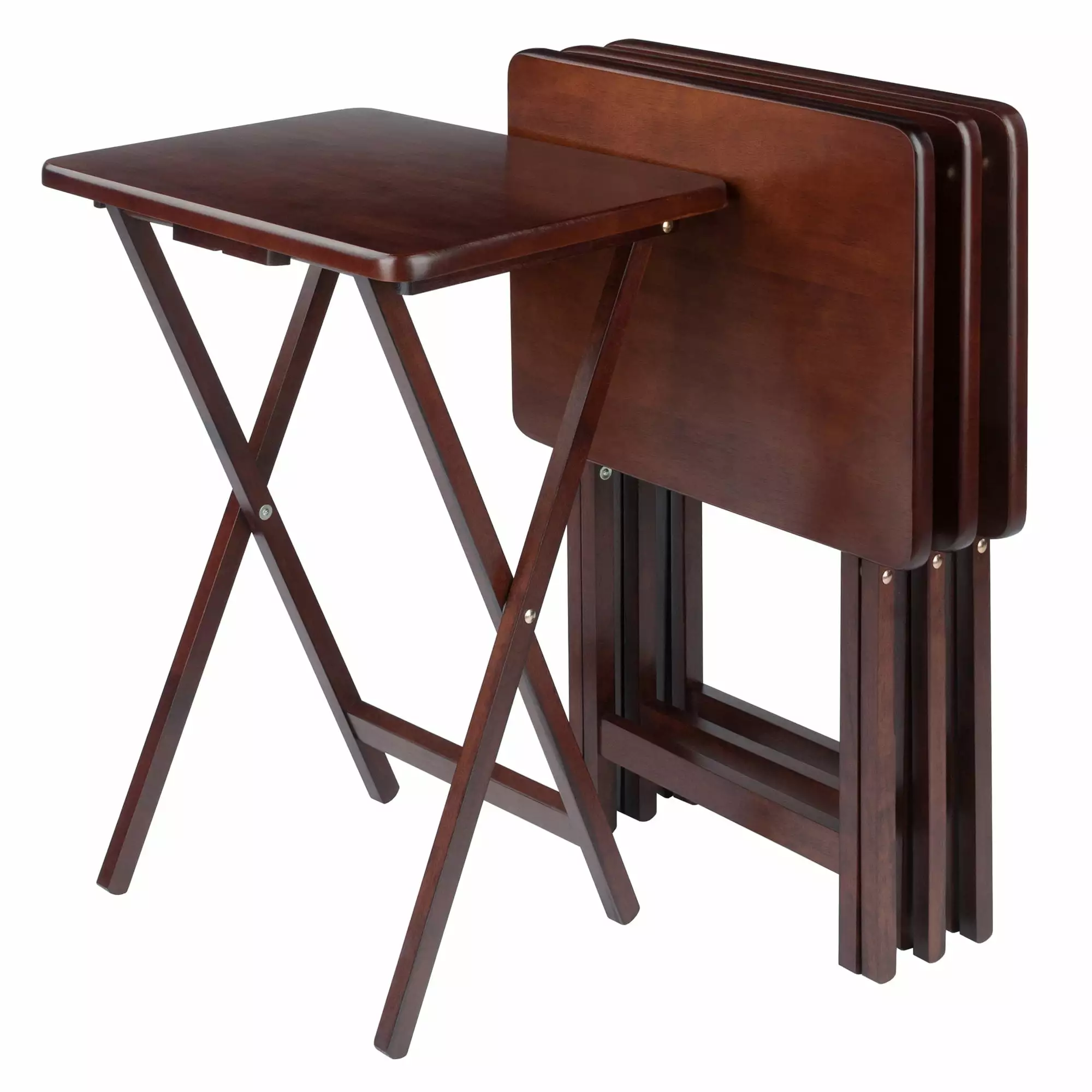 Winsome Wood Alex 4-Pc Single TV Tables Walnut Finish Living Room