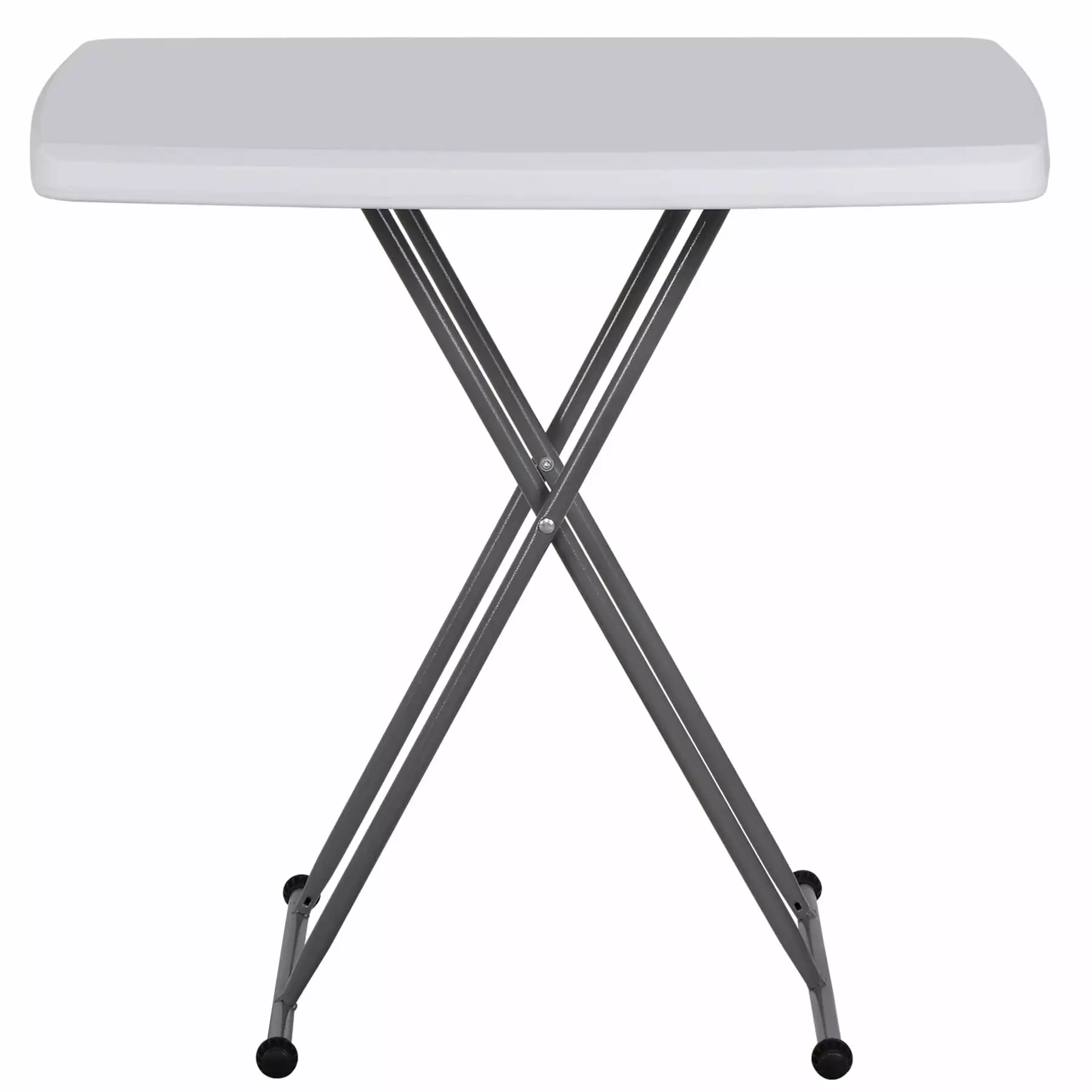 ZENSTYLE Height Adjustable Table Metal Frame HDPE Foldable Desk TV Tray Home Office White