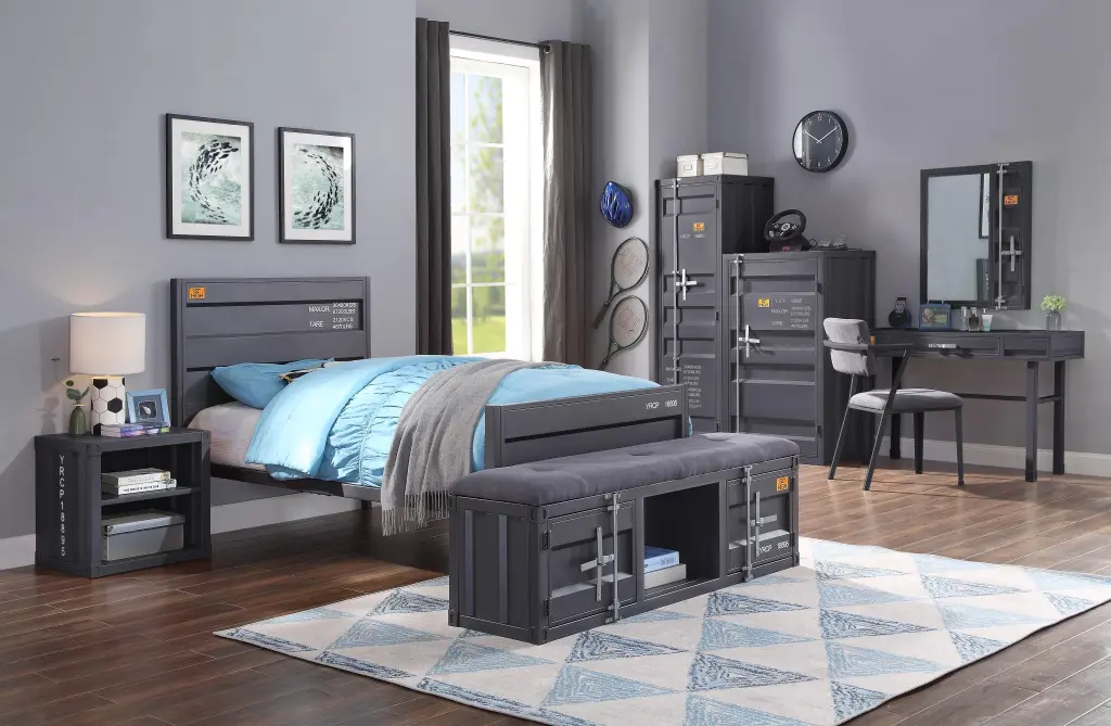 Cargo Gunmetal Twin Bed Frame Headboard