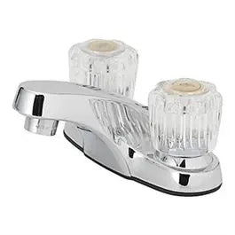 Lavatory Faucet Without Pop Up 2 Acrylic Handles Chrome Finish HomePointe