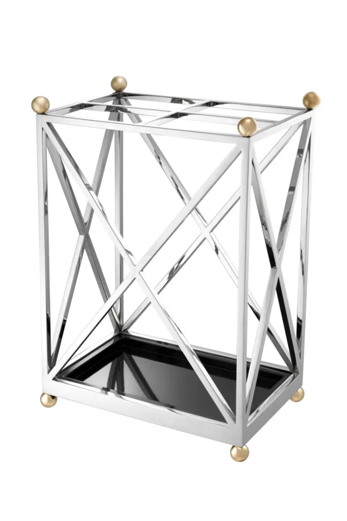 Eichholtz Quorum Silver Geometric Umbrella Stand Entryway