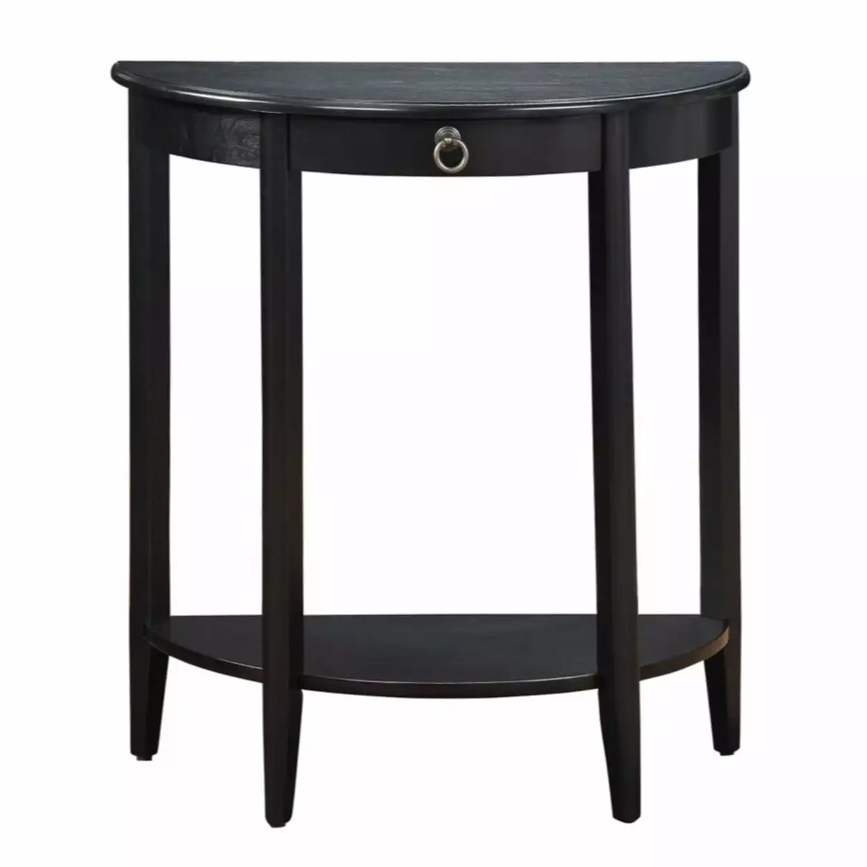 Wooden Half Moon Shaped Console Table Storage Drawer Black Saltoro Sherpi Console