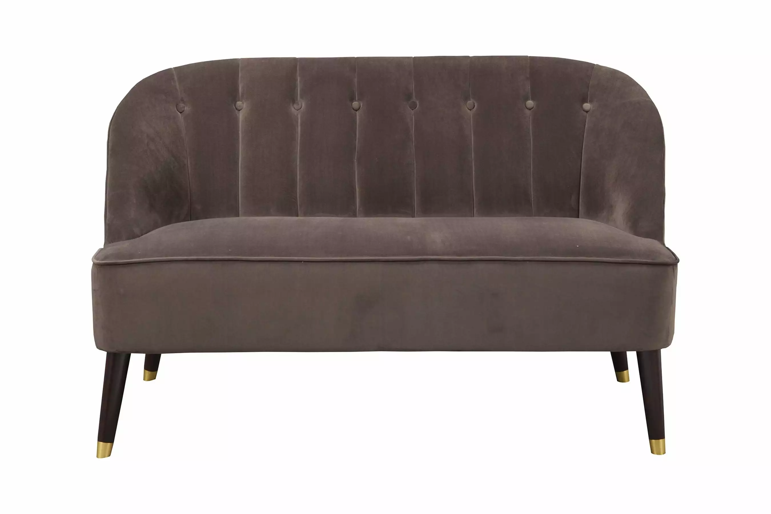 Alpine Furniture Deco Brown Button Tufted Upholstered Bench Gold Legs Benches