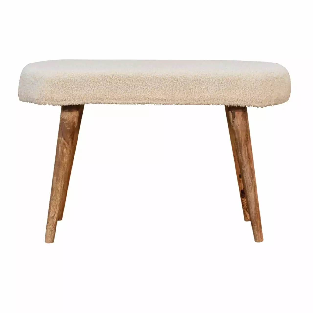 Artisan Furniture Solid Wood Upholstered Boucle Cream Nordic Style Bench Benches