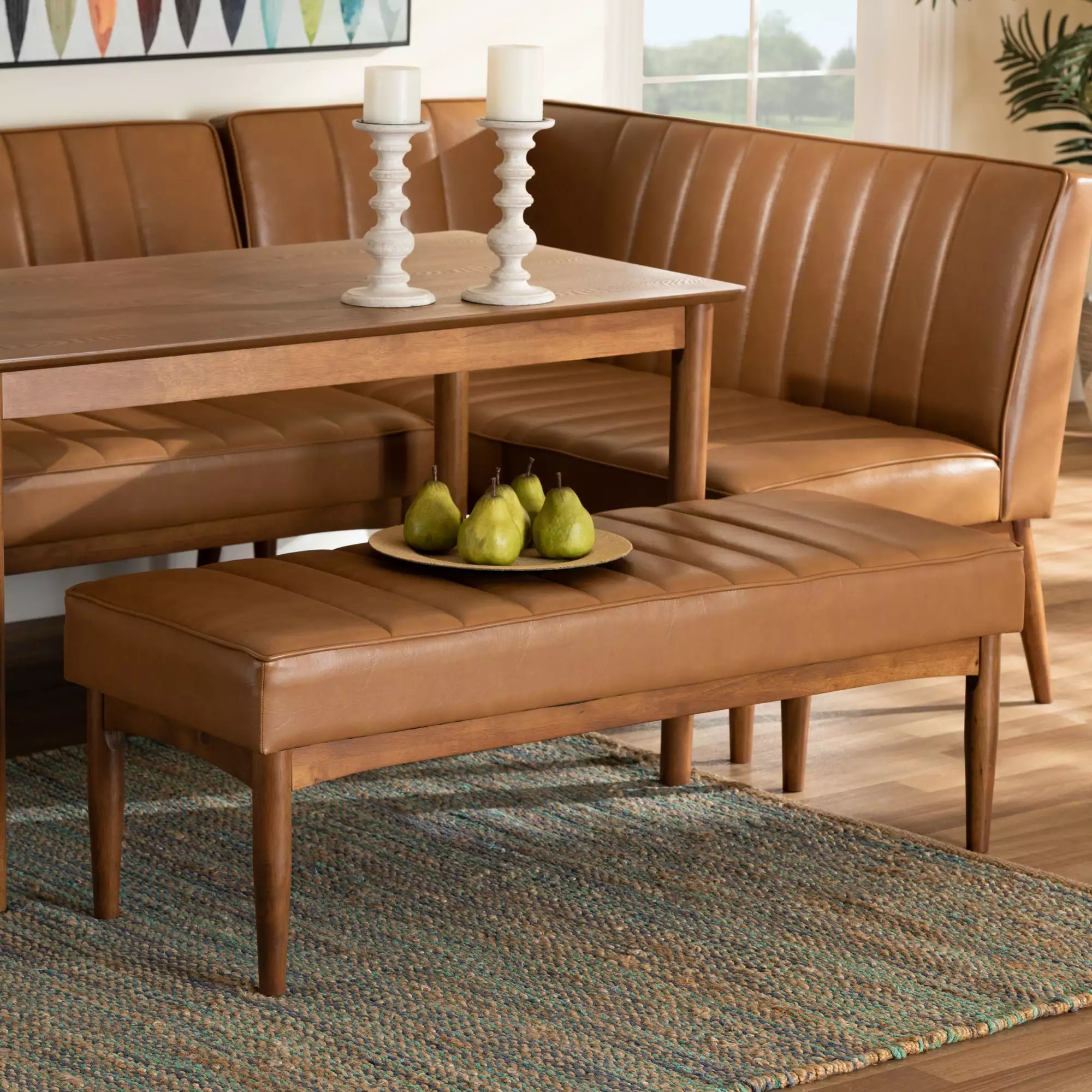 Baxton Studio Daymond Upholstered Tufted Bench Tan Fabric Bedroom or Living Room Benches