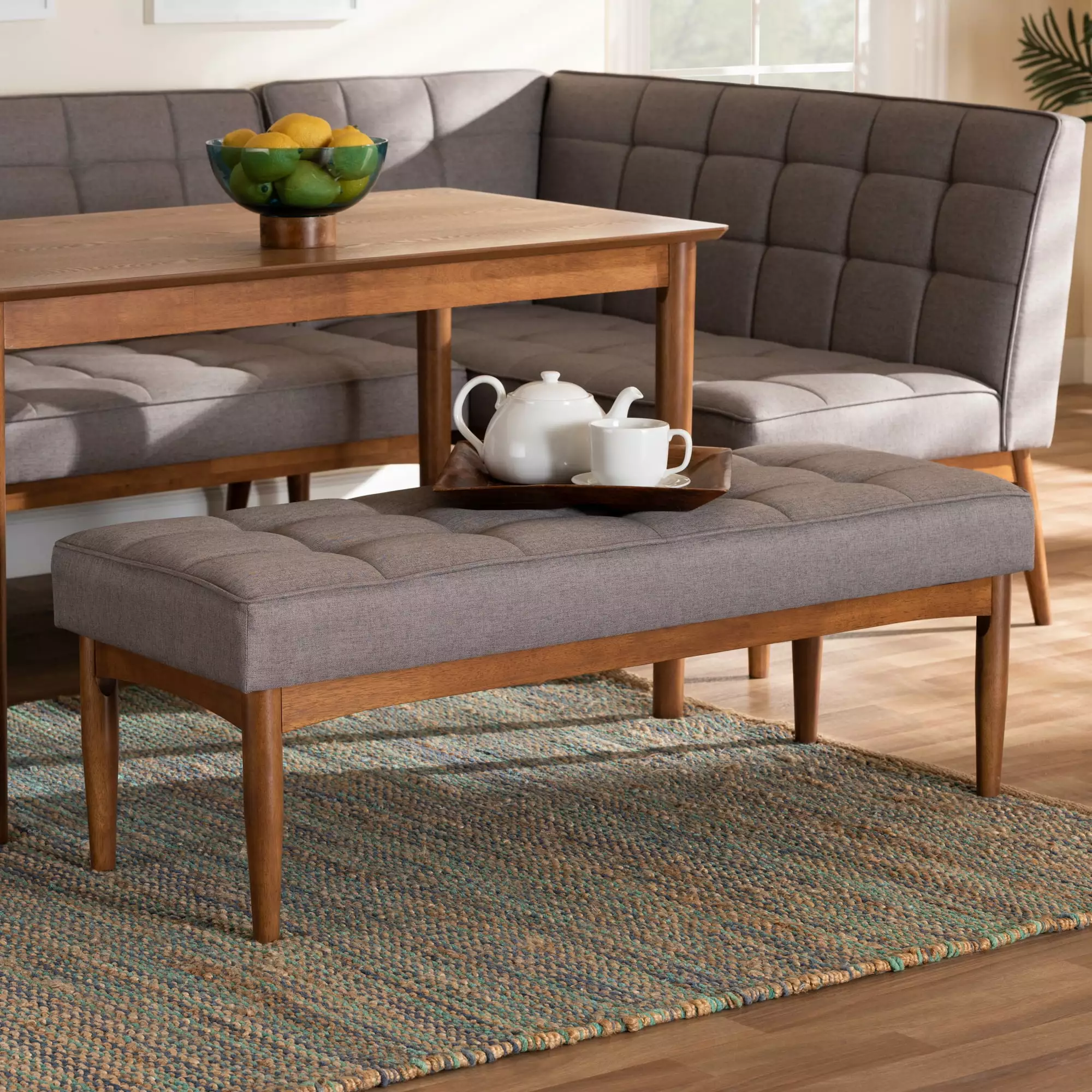 Baxton Studio Sanford Tufted Upholstered Bench Grey Benches