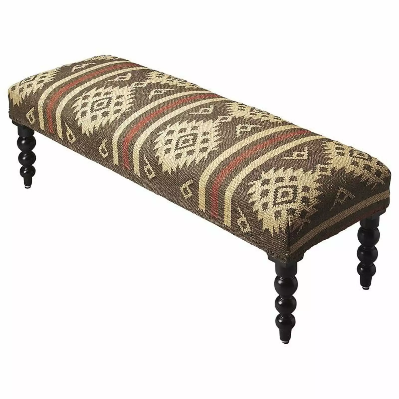 Beaumont Lane 16 Transitional Wool Upholstered Bench Multi-Color Bedroom Seating Benches