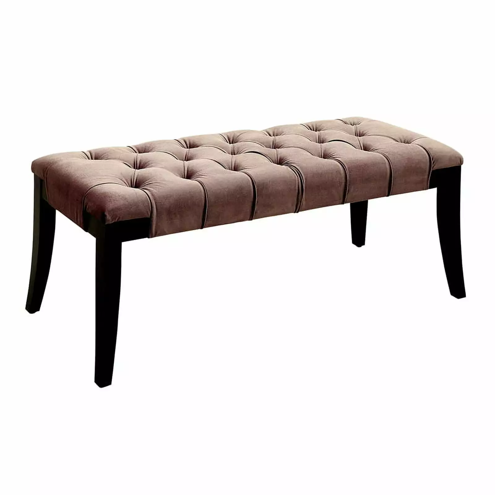 Furniture America Dianne Contemporary Fabric Tufted Bench Brown - Upholstered Entryway Seating Benches