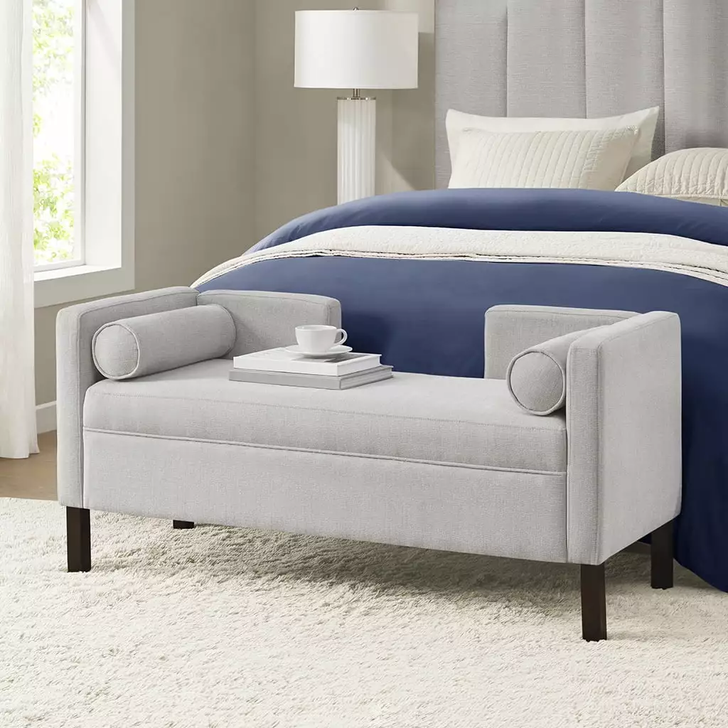 Upholstered Accent Bench Soft Seating Bedroom or Living Room Benches Ghislaine