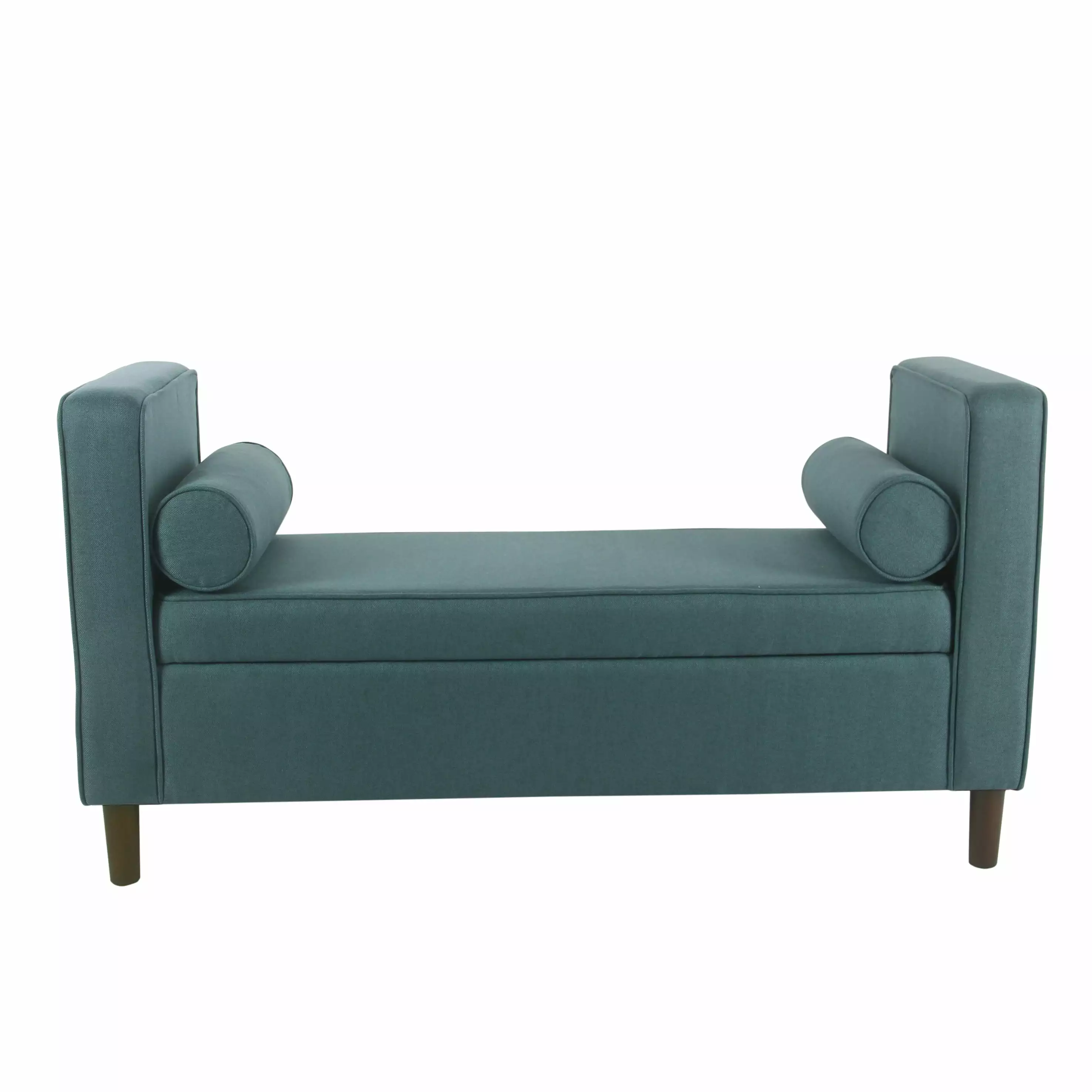 HomePop Rimo Upholstered Storage Bench Teal Fabric Hidden Storage Compartment Benches